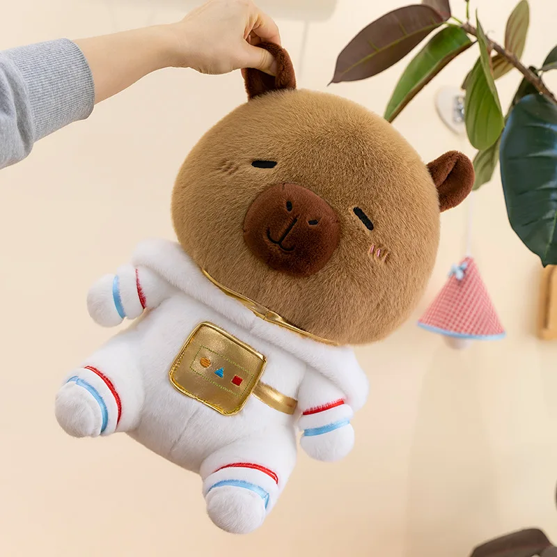 Capybara Astronaut Plush Toy Capybara Stuffed Doll Cute Kawaii Cuddly Pillow Kids Birthday Xmas Gift for Children Soft Plushie