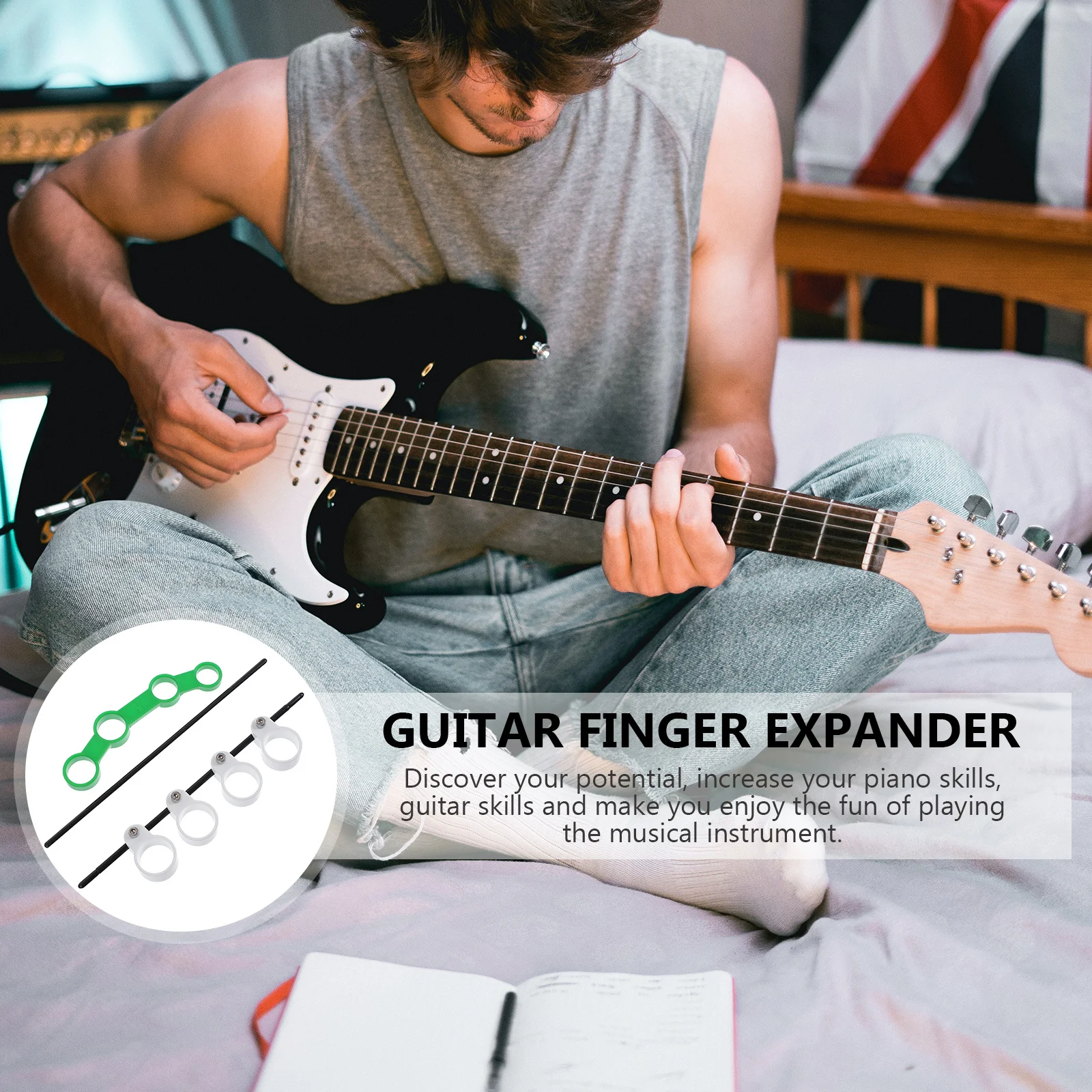 

2pcs Portable Expansion Tool Guitar Piano Beginner Finger Stretcher Trainer Enhance Finger Strength Span Musical Instrument