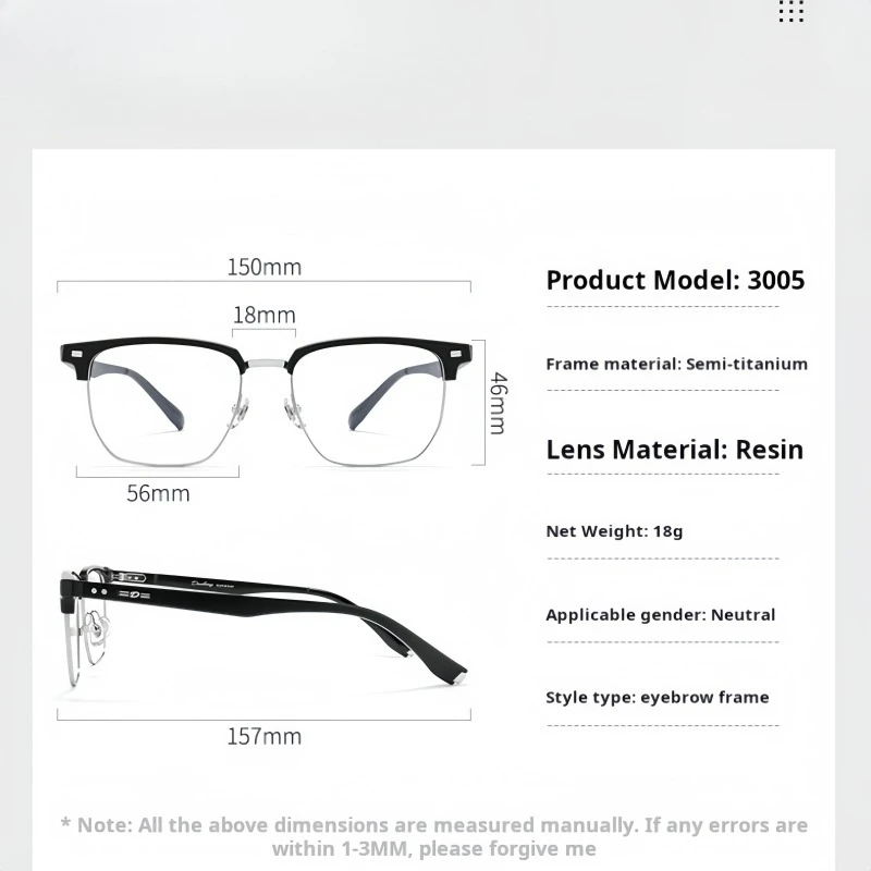 OLLYMURS мужские оптические очки по рецепту с защитой от синего света, фотохромные очки, модные ретро очки большого размера BD3005ZM 150