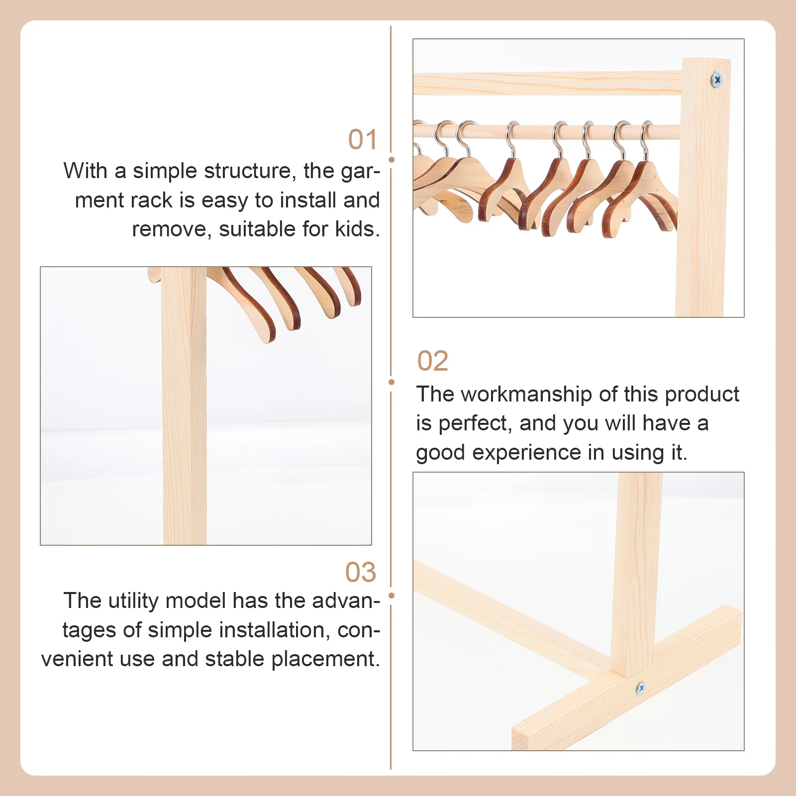 Kleiderbügel aus Holz, Kleiderständer, Mantel, zum Aufhängen von Kleidungsstücken für kleine Kleiderbügel des Hauses