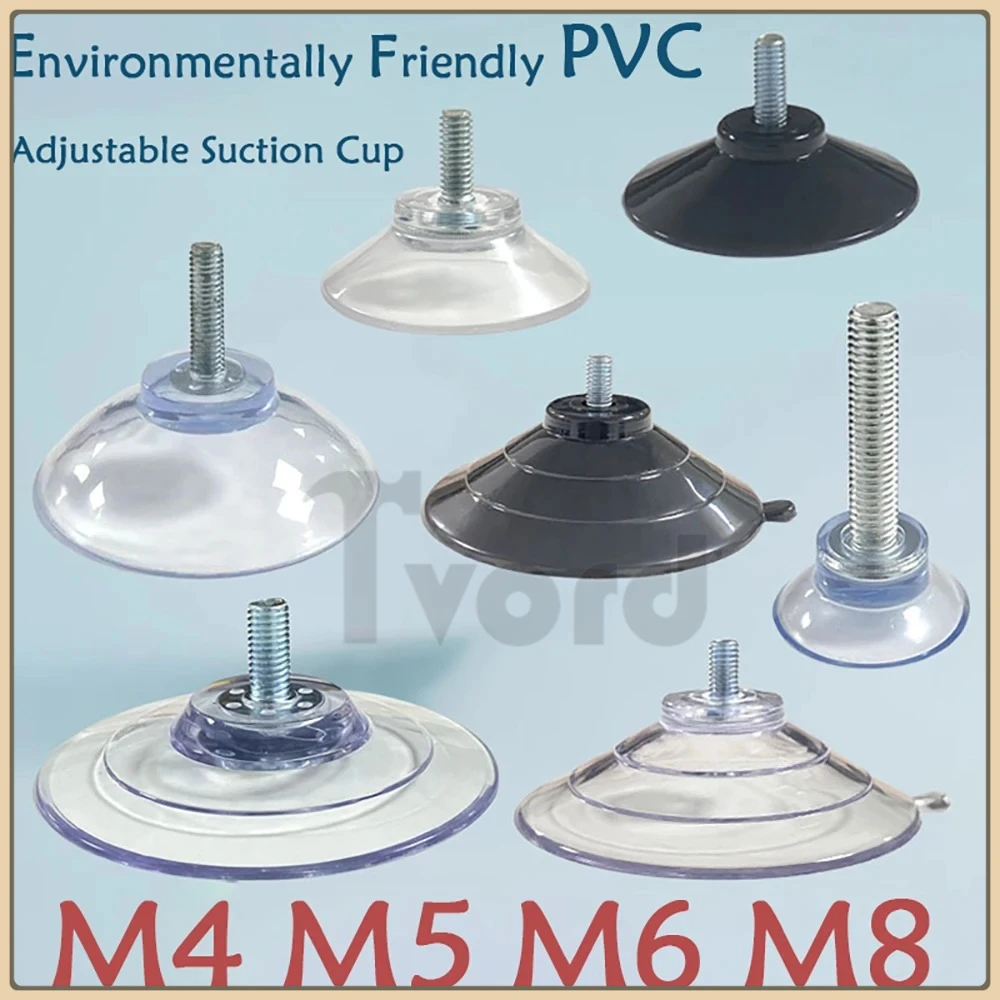 

M4 M5 M6 M8 Transparent Suckers With Screw PVC Plastic Sucker Pad Holder Turn Nut Glass Table Tops Storage Tool Hooks