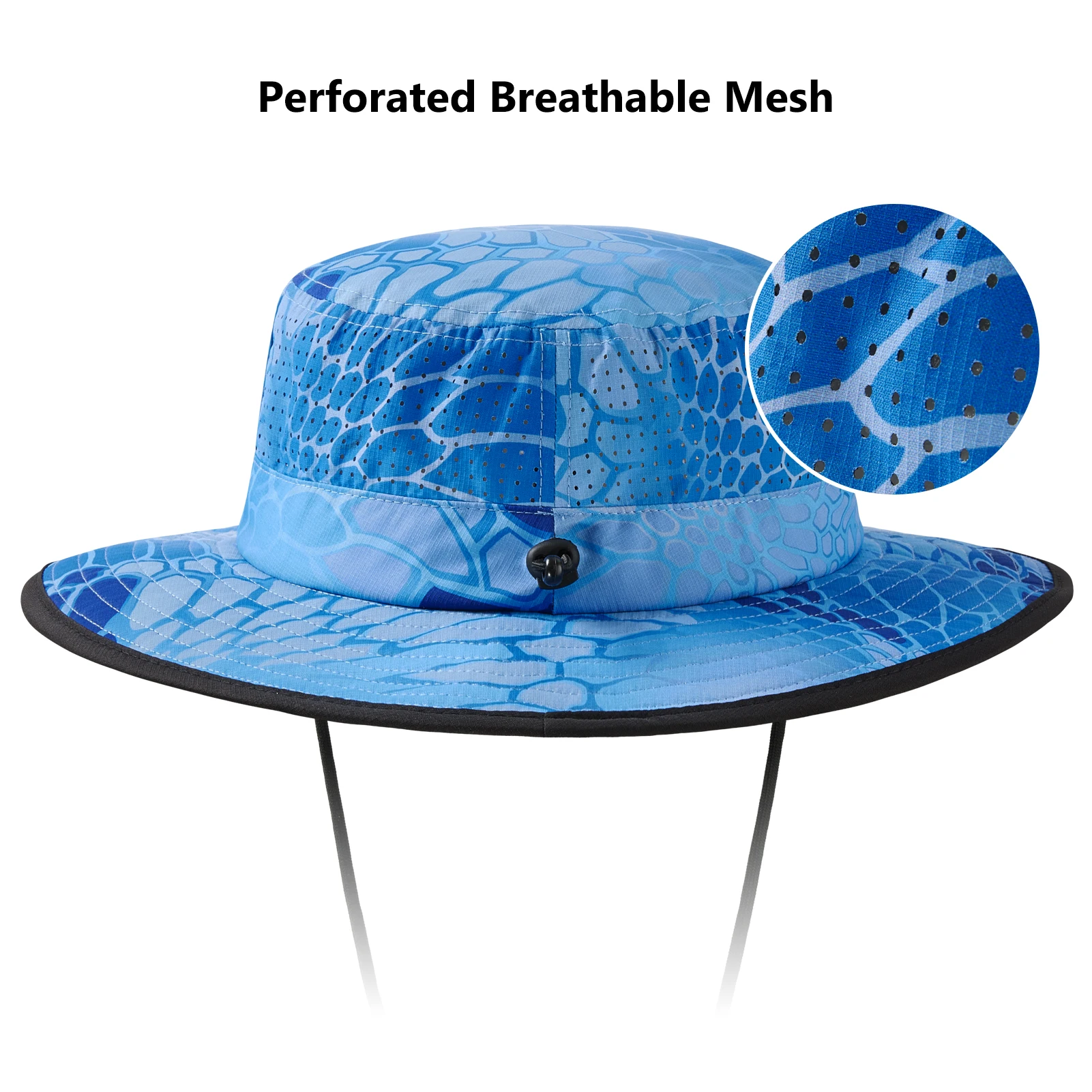 UPF 50+ Bucket Sun Hat with Laser Perforated Mesh Cooling Adjustable Breathable UPF 50+ Bucket Sun Hat with Laser Perforated Mesh Cooling  main image 4