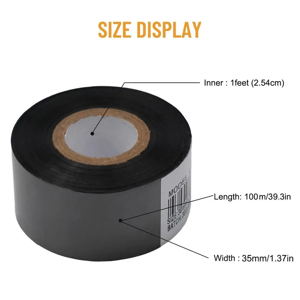 1Roll Black LC1 Printer Ribbon 25/30/35mm 100m Printer Tape Thermal Coding Printing Machine Parts