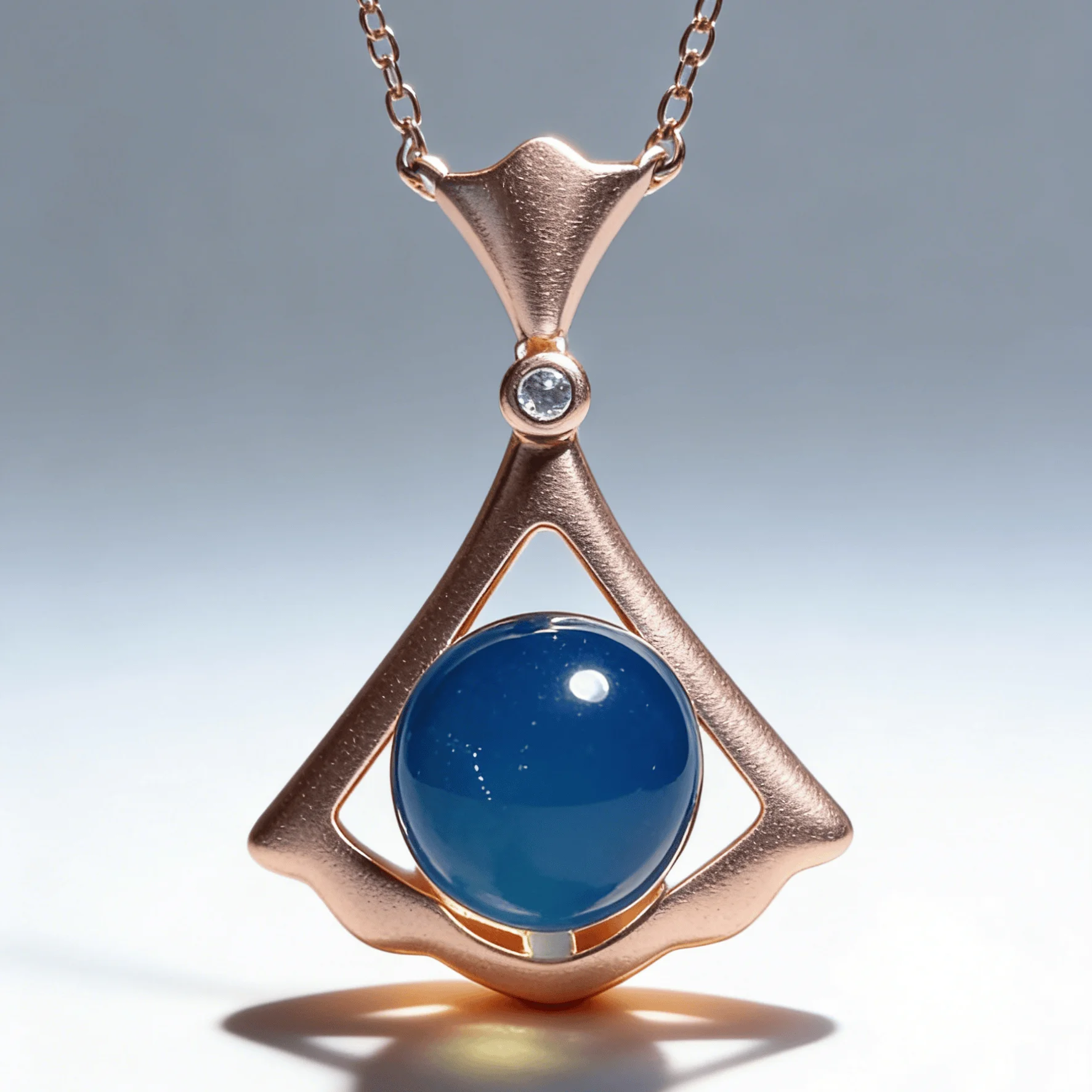 

925 Sterling Silver Blue Amber Pendant Necklace Natural Mexican Amber 9mm Round Bead Hollow Fan DesignMinimalist Elegant Jewelry