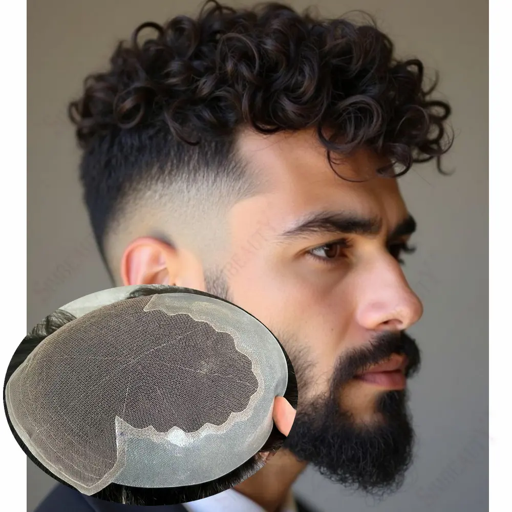 

20 мм/24 мм вьющийся мужской парик Q6 кружевной парик европейские человеческие волосы кружево спереди мужская система замены волос блок 15 мм вьющийся протез