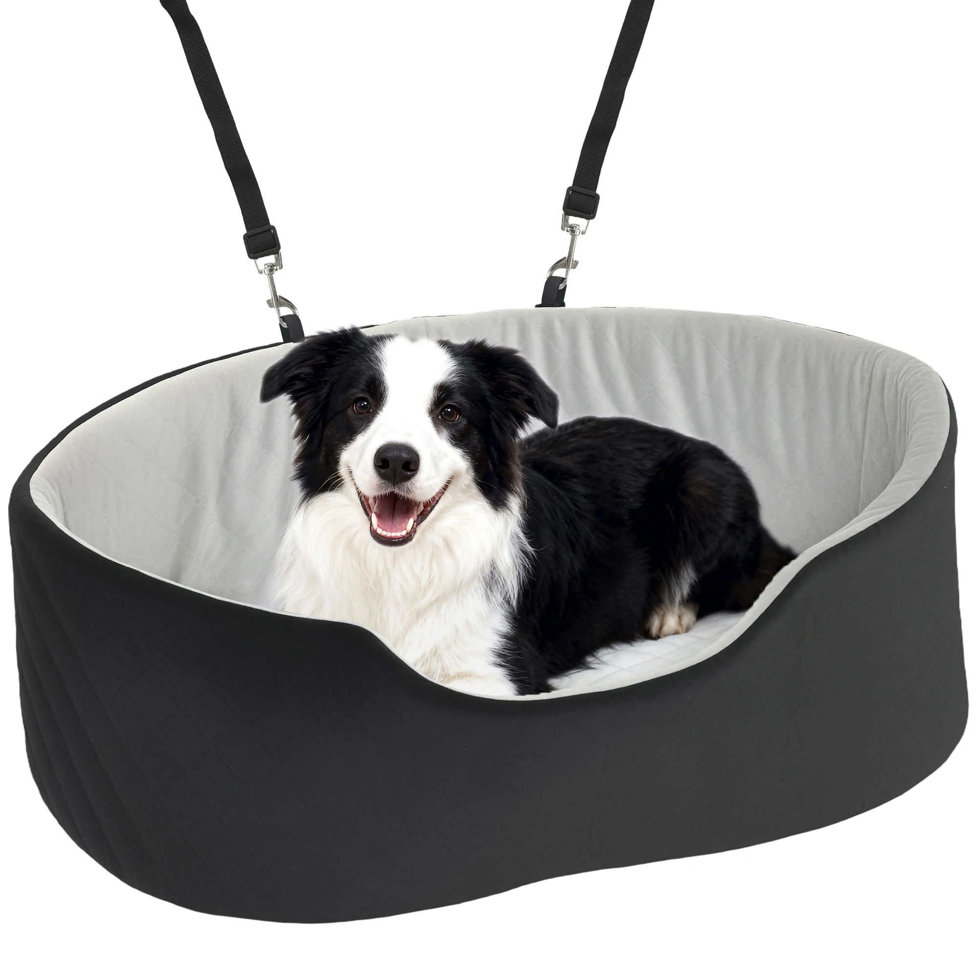 Pawhut Autostoel voor kleine en middelgrote honden tot 15 kg met afneembare en wasbare hoes, antislip basis, zwart