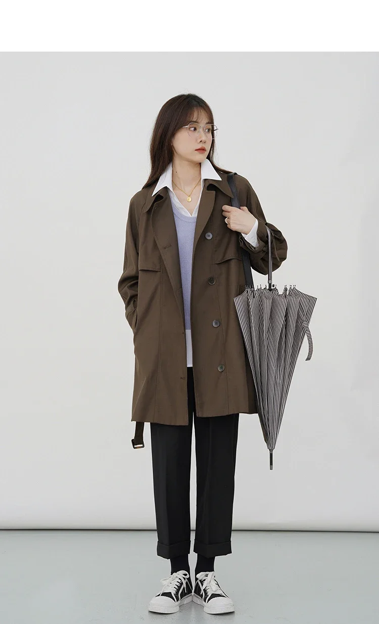 Pardessus mi-long élégant pour femme, style rétro français, veste classique, petit manteau d'hiver, haute qualité, automne