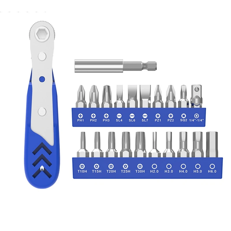 22In1 Professional Ratcheting Screwdriver Set,36-Tooth Mini Ratchet Wrench, Low Profile Ratchet Right Angle Screwdriver Durable