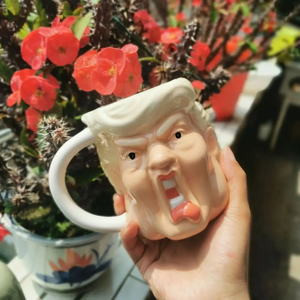 301-400ml Trump 3D Ceramic Mug Weird Coffee Cup Funny Teacup Cartoon Milk Tea Cup Home Decor Funky Beverage Cup Drinkware