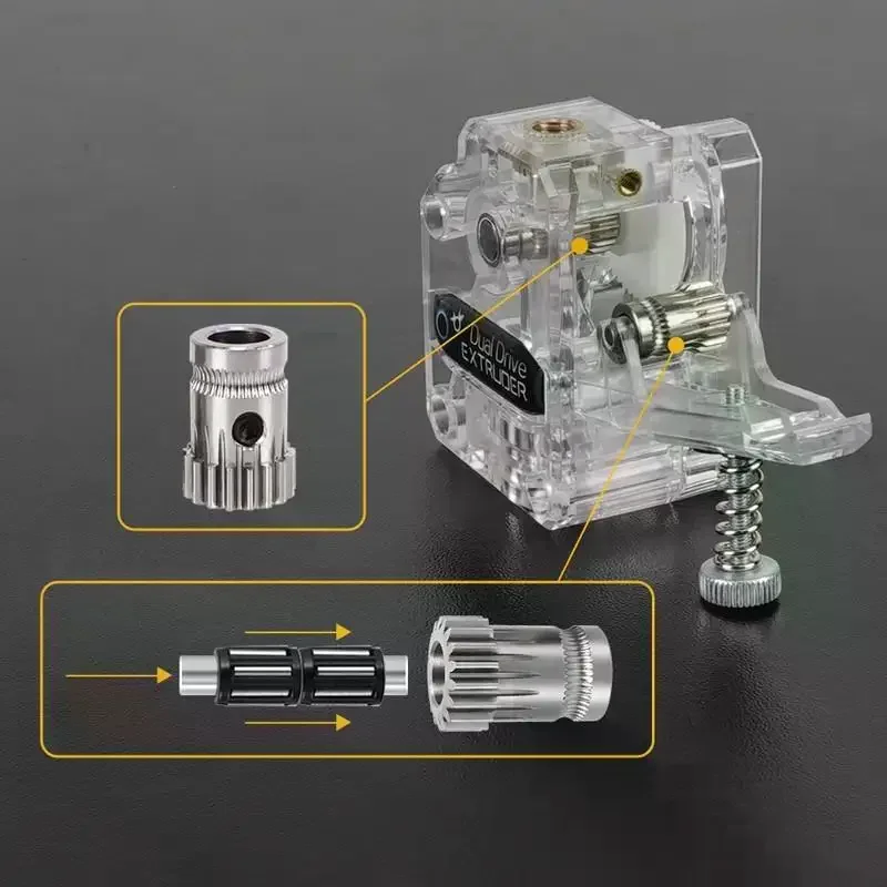 Dual Drive Gear Hardened Steel Upgrade Kit Extruder Drivegear For BMG Extruder For Prusa I3 3D Printer Bowden Extruder Parts