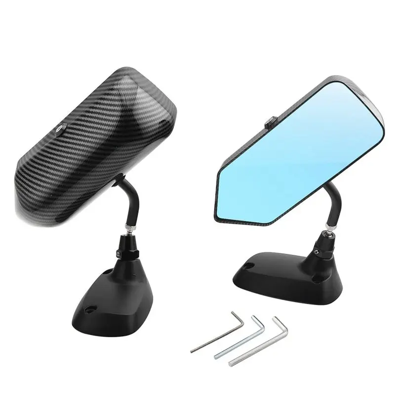 Compatible Car Universal Tuning Mirror F1 Aluminum Base Carbon Fiber Rearview Blue Mirror Tuning Mirror