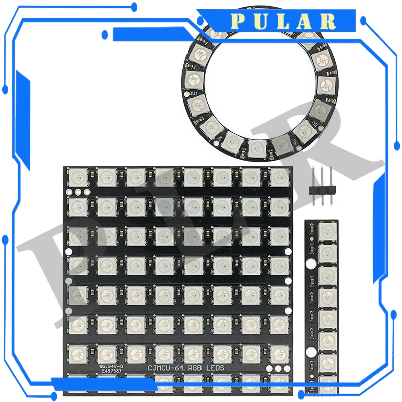 8 16 64 Channel WS2812 WS2812B WS 2811 5050 RGB Lamp Panel Module 5V 8Bit 16Bit 64Bit 8X8 Rainbow LED Precise