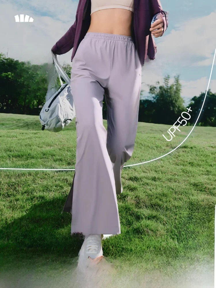 

Женские брюки Banana Le: Новинка Весна-Лето, с высокой талией, широкими штанинами, защитой от солнца, быстросохнущие, дышащие, утягивающие, длинные