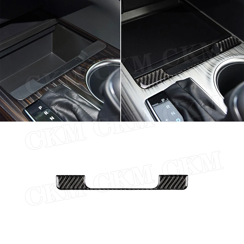 Carbon Fiber Car Gear Shift Panel Storage Box Trim Frame Cover Stickers For Toyota Camry 2018 2019 Car Accessories