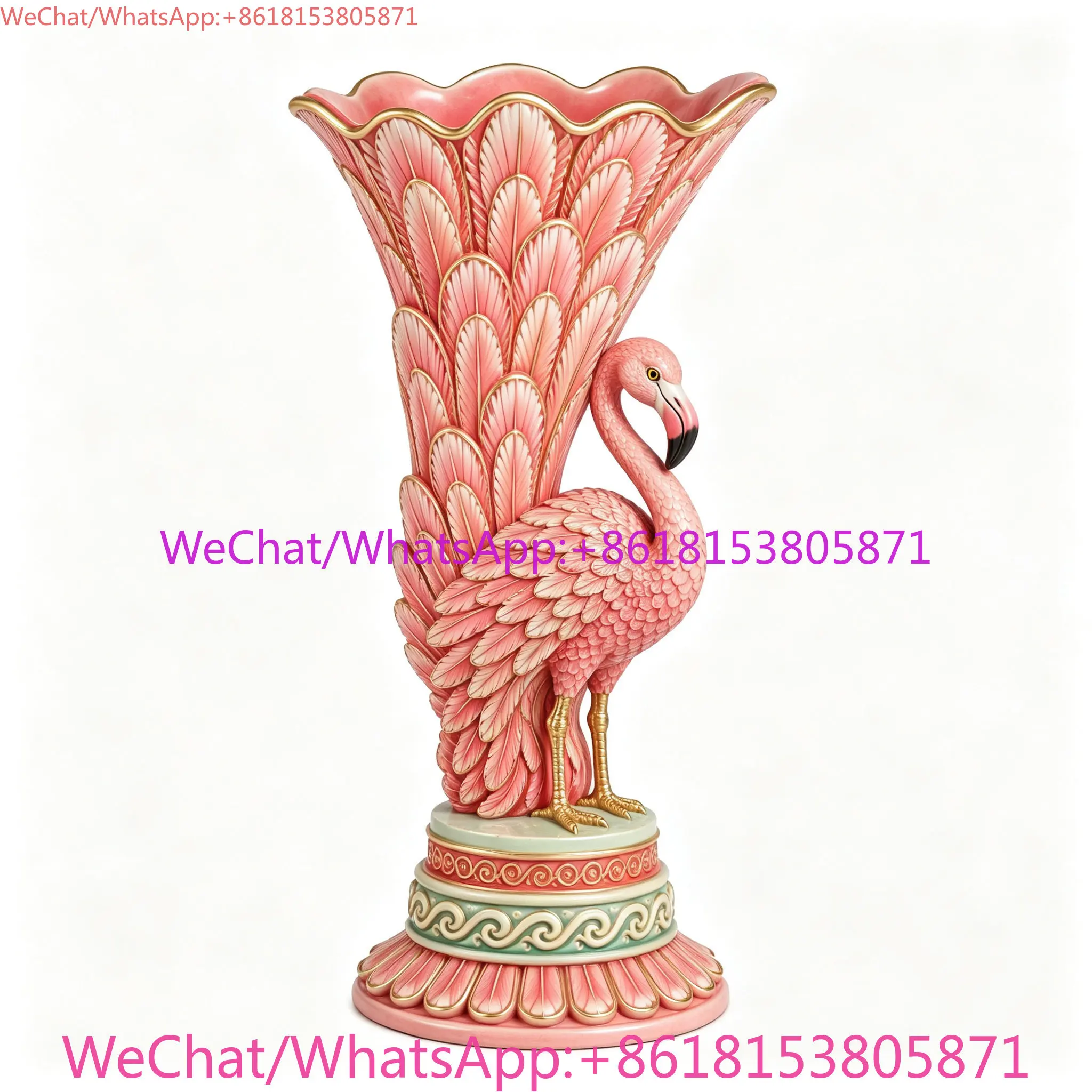 Retro style Chinese flamingo vase living room dining table premium entrance counter artwork