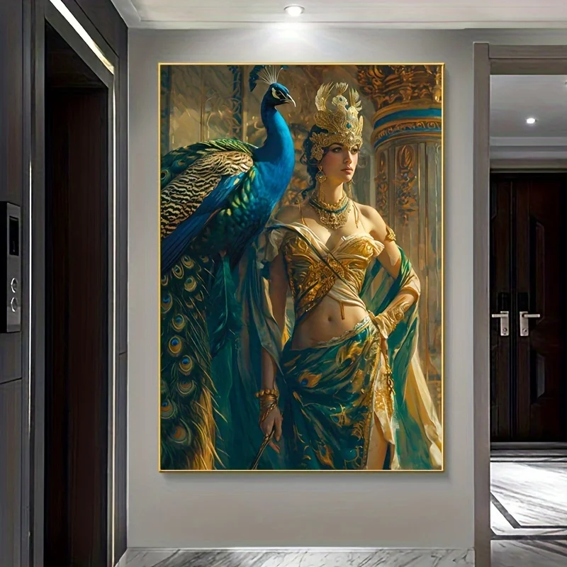 Frameless canvas paintings,Abstract Peacock Hera Greek Myth Poster Prints Vintage Peacock Art Canvas Painting Wall Art Picture f