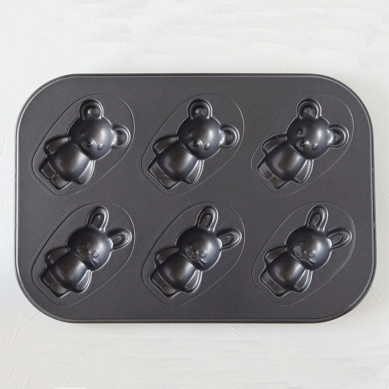 

Cotta Cartoon Bear Rabbit 6-Cavi Baking Tray Toast Bread Baking Tools Cute Bear Design Kitchen Cooking Utensils Baking Mold