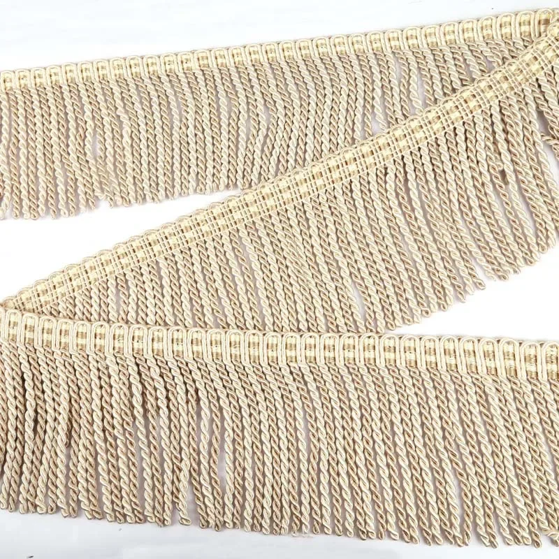 3m/Lot Width 7.5cm Braided Tassel Lace Trim Upholstery Curtain Lamp Trimmings Bag DIY Costume Gold Fringe Curtains Accessories