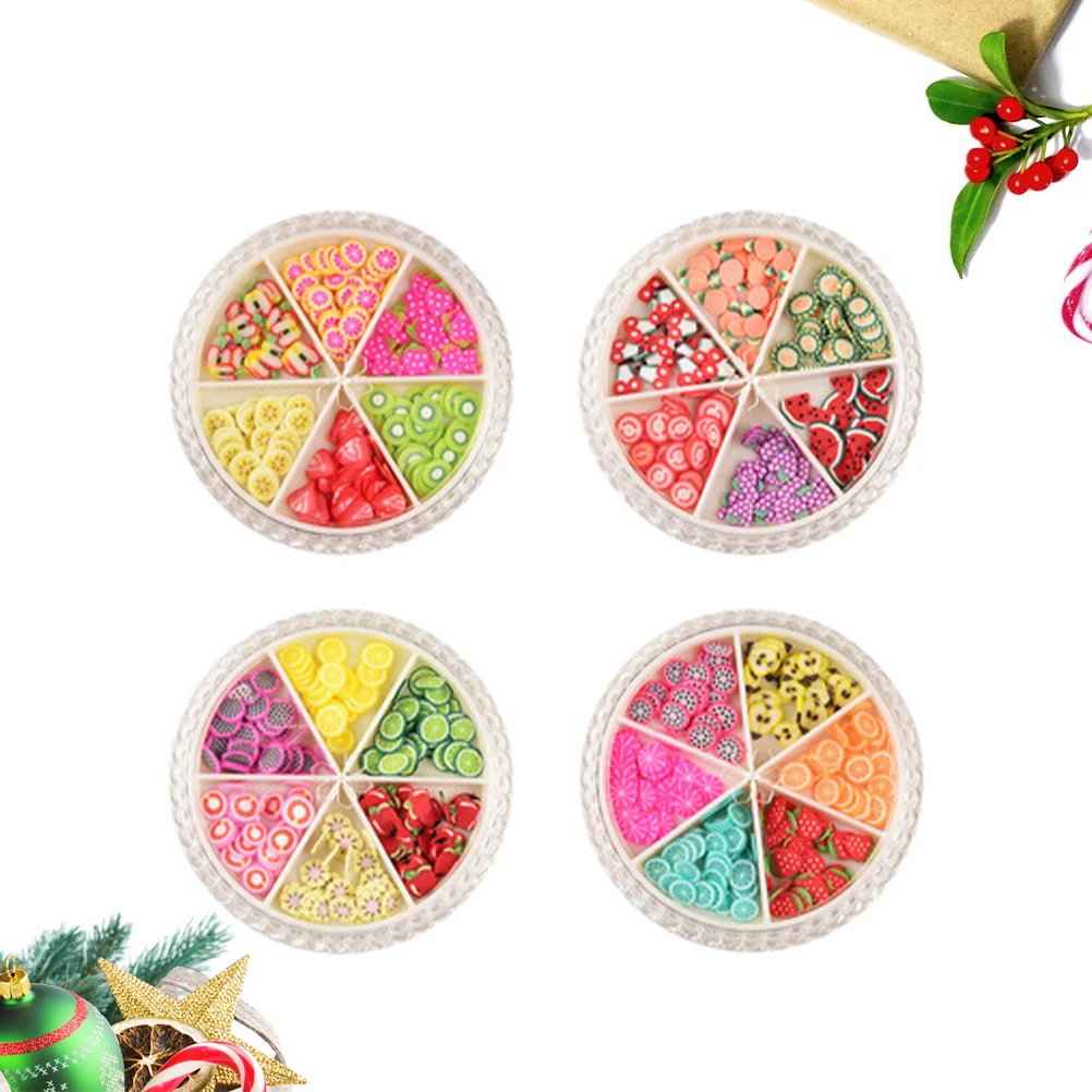 

Fruit Nail Stickers 4 Boxes 3D Slices Decorations Child Fruits Manicure Decals DIY Supplies For Party Events Home Phone Case