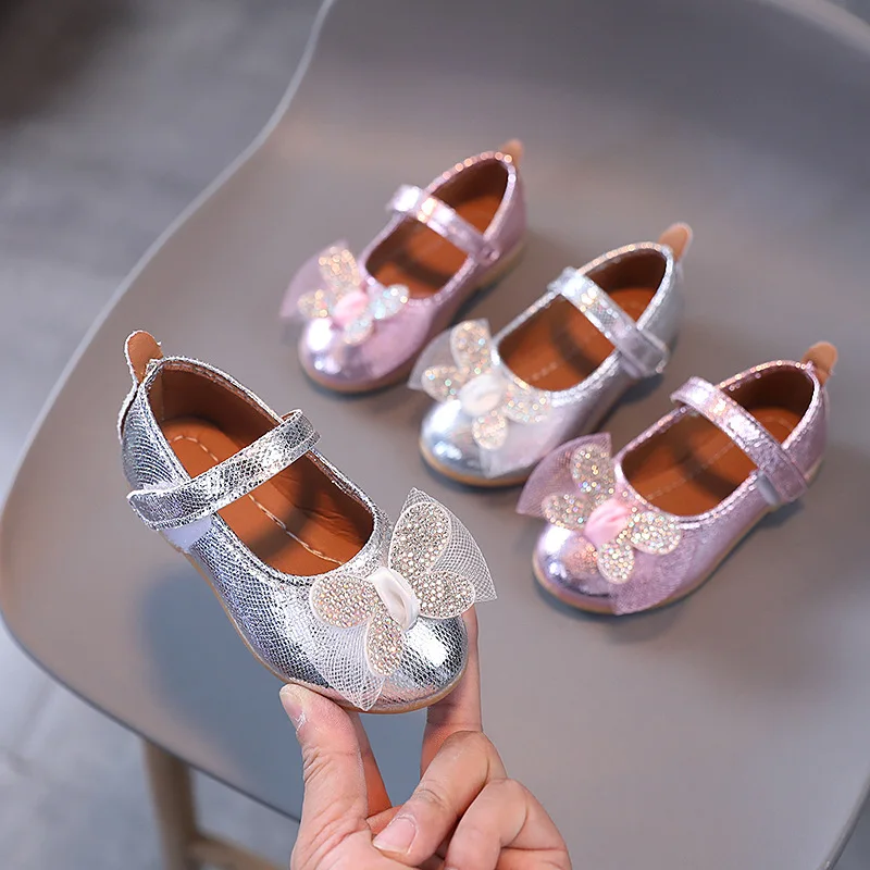 

Girls Mary Jane Shoes for Party Wedding Kids Sequined Princess Shoes Children's Versatile Causal Performance Shoes Simple Flats