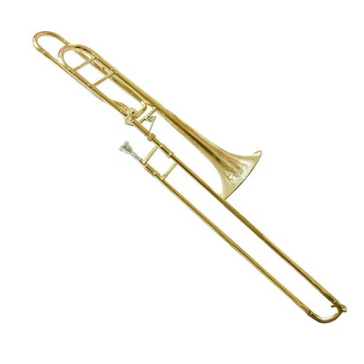 Bb/F Tenor Trombone With Gold Tuning Slide Brass Wind Musical Instrument For Performance