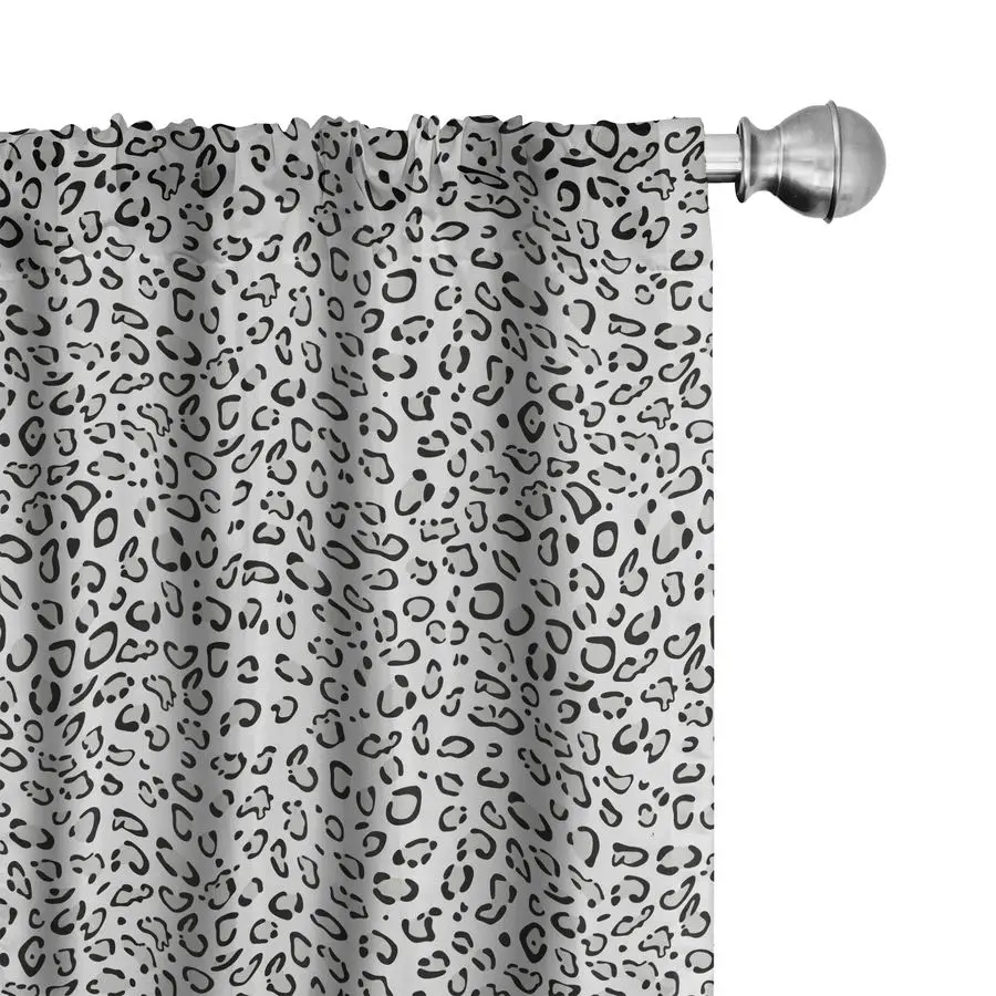 

Шторы, непрерывный узор в виде натурального камуфляжа из серого оттенка, имитация кожи дикого кошки, комплект из 2 панелей для окон