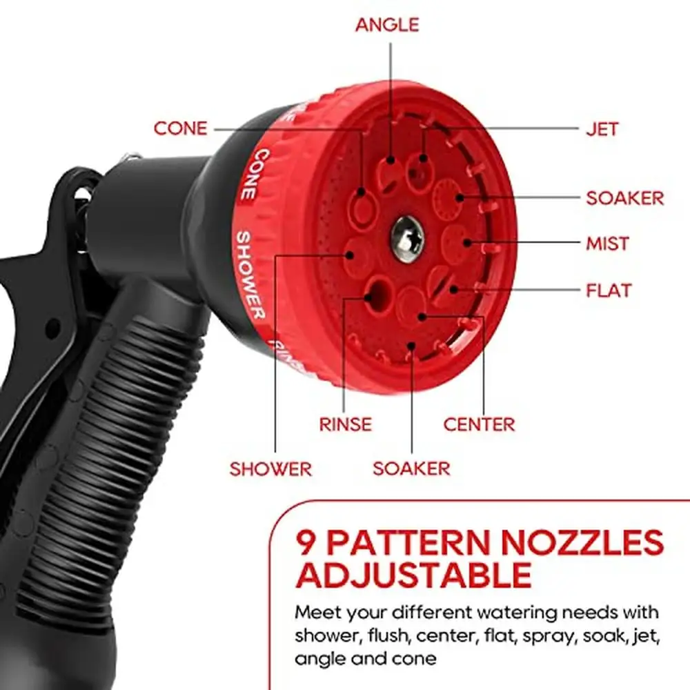 Выдвижной садовый шланг, катушка для хранения 100 футов, Запираемая система, 9 шаблонов, регулируемый распылитель, ПВХ материал, безопасная медленно возвращаемая стена