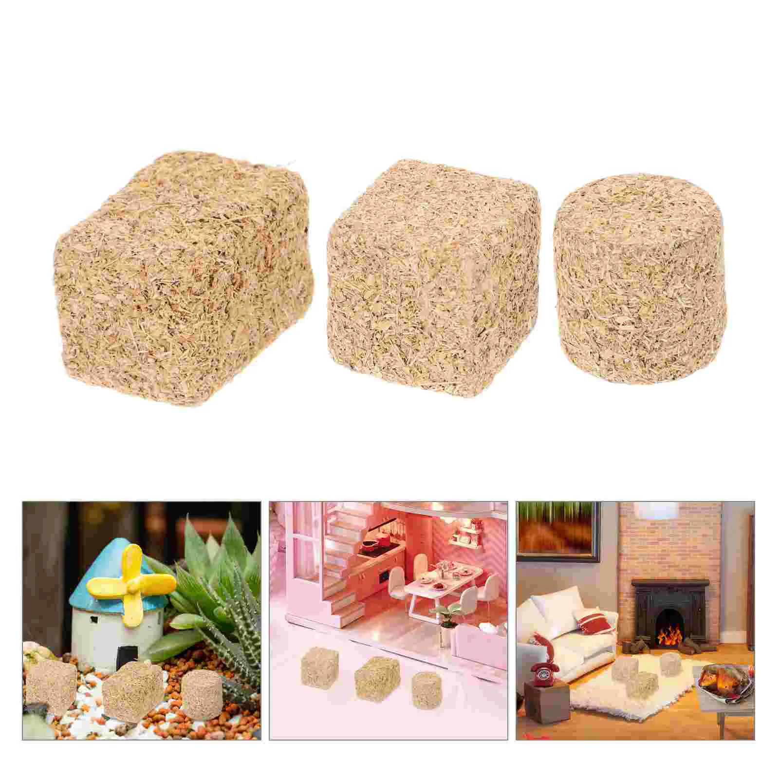 12 Pcs Haystack Model Fall Outdoor Decor Decorative Straw Garden Ornament Wood Simulated Child Scene Miniature Prop