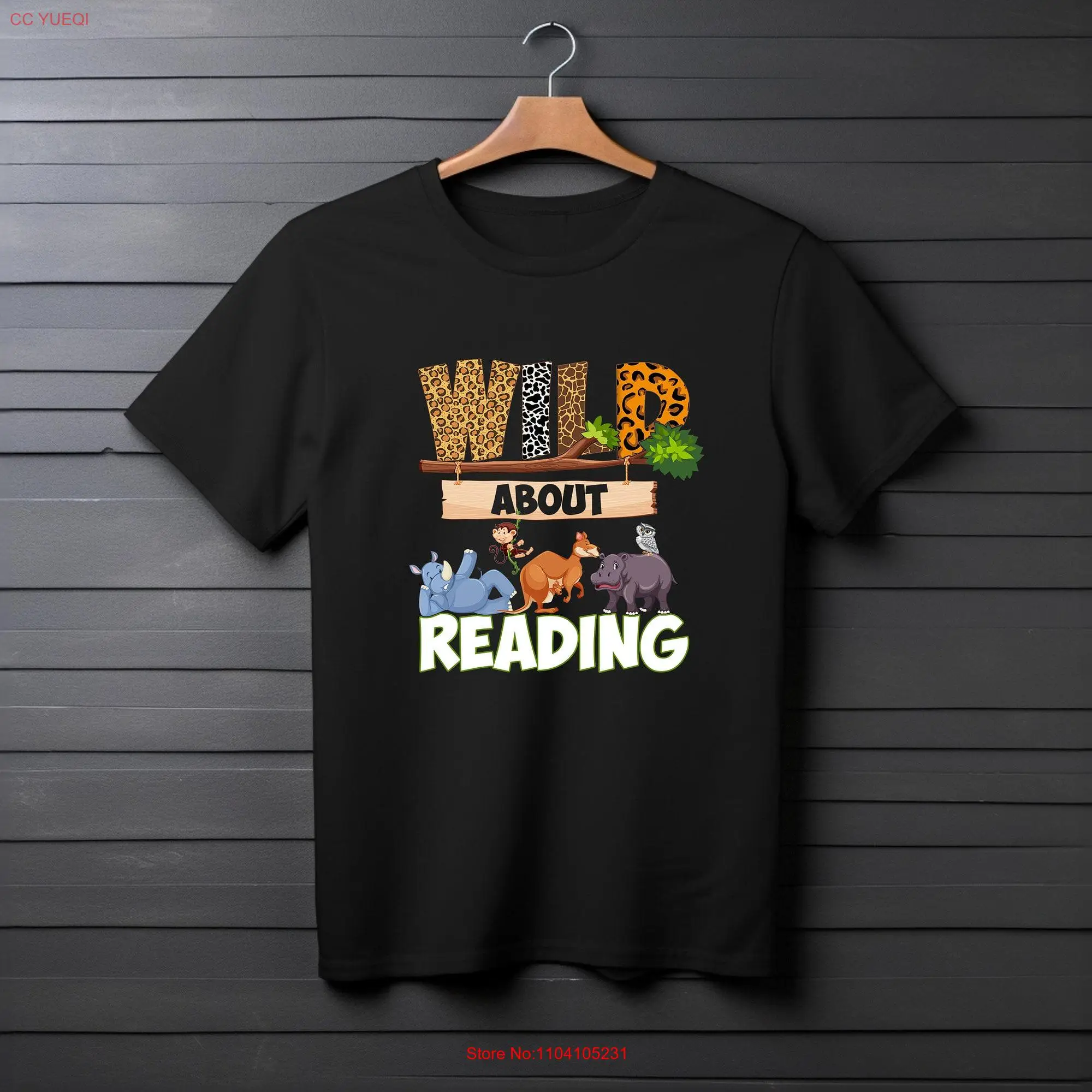 Wild About Reading T Shirt Teacher For Funny Book Women long or short sleeves