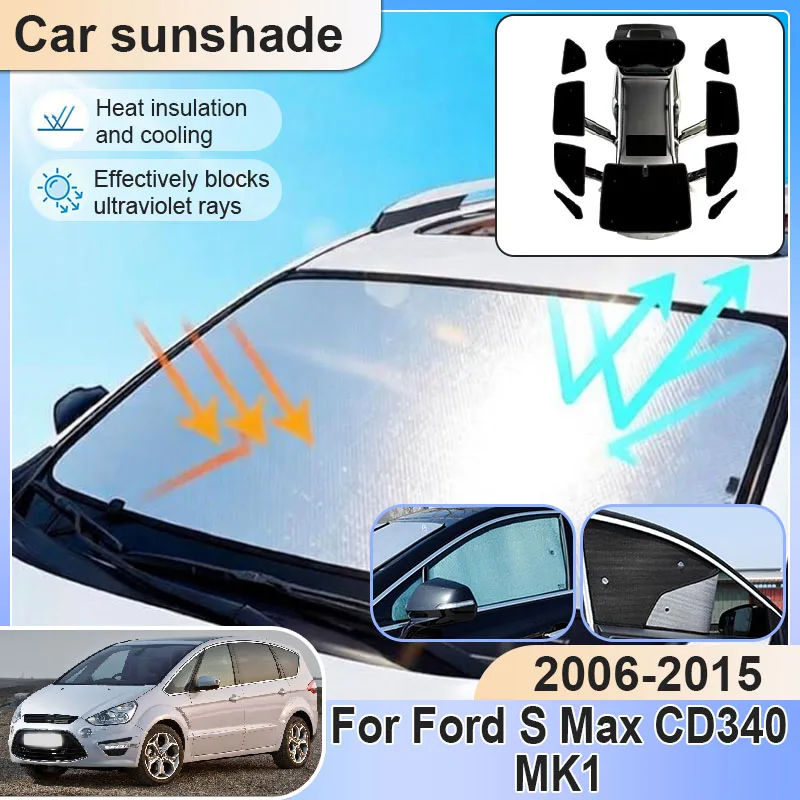 

Для Ford S-Max CD340 MK1 2006-2015: Полные солнцезащитные шторки, козырьки, накладки на задние боковые стекла, матовые шторки на окна, аксессуары для защиты от солнца