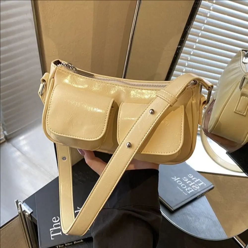 Роскошная однотонная сумка через плечо, большая вместительная сумка с двойными карманами, сумка-хобо, ретро сумка на плечо из искусственной кожи, летняя