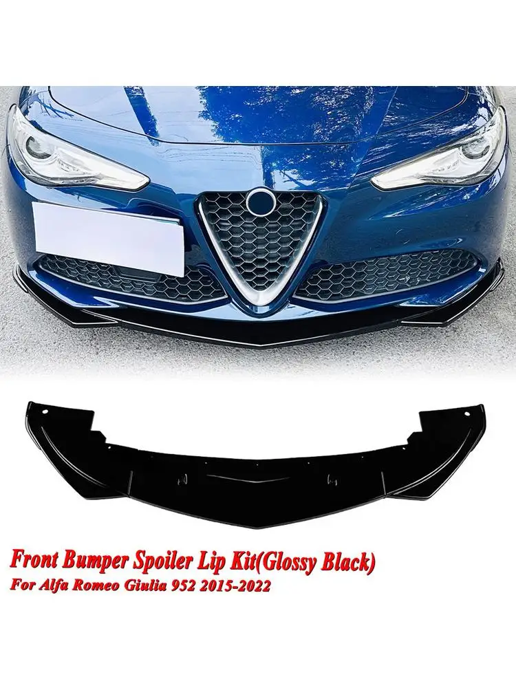 Przedni spojler zderzaka do Alfa Romeo Giulia 952 2015-2024 Sedan Przed liftingiem Wygląd włókna węglowego/Czarny połysk Dolny zestaw splitterów — 2
