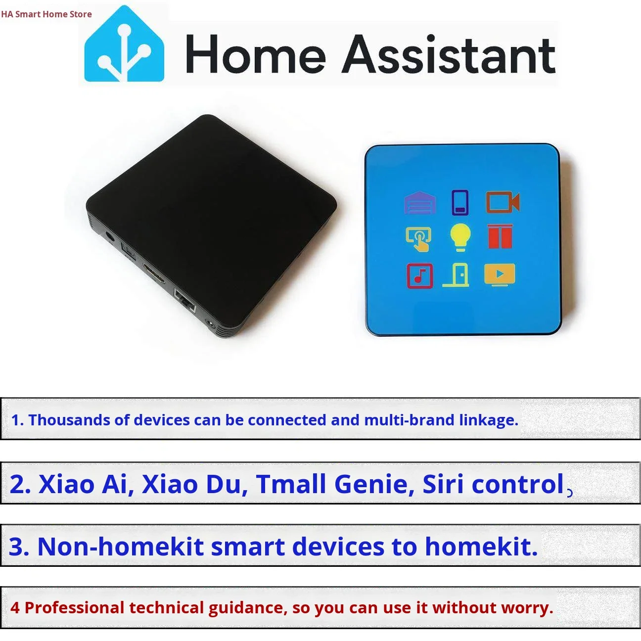 Home Assistant Smart Home Box with Voice Control and WiFi for HomeKit Gateway