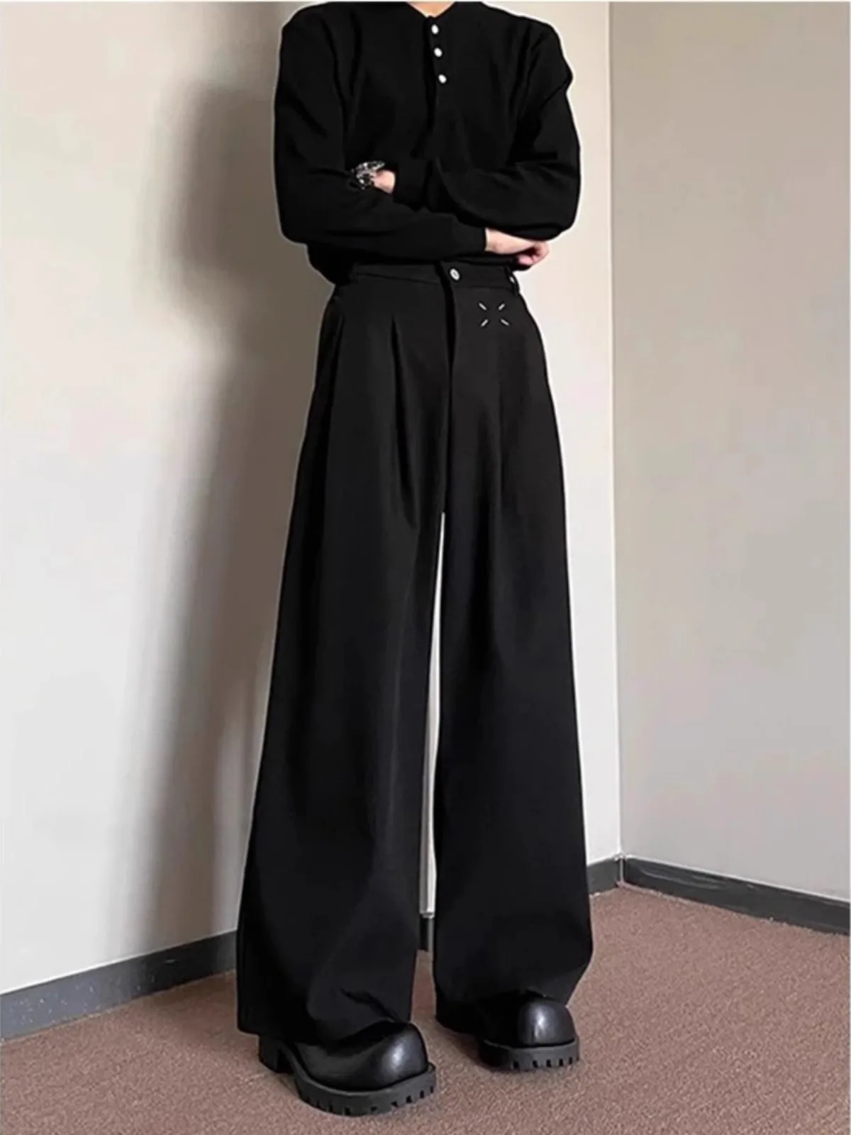 

Neapolitan Swordsmanip Wide Leg Pants Men's Summer High-End Drapey Straight Leg CleanFit Floor-Length Trousers