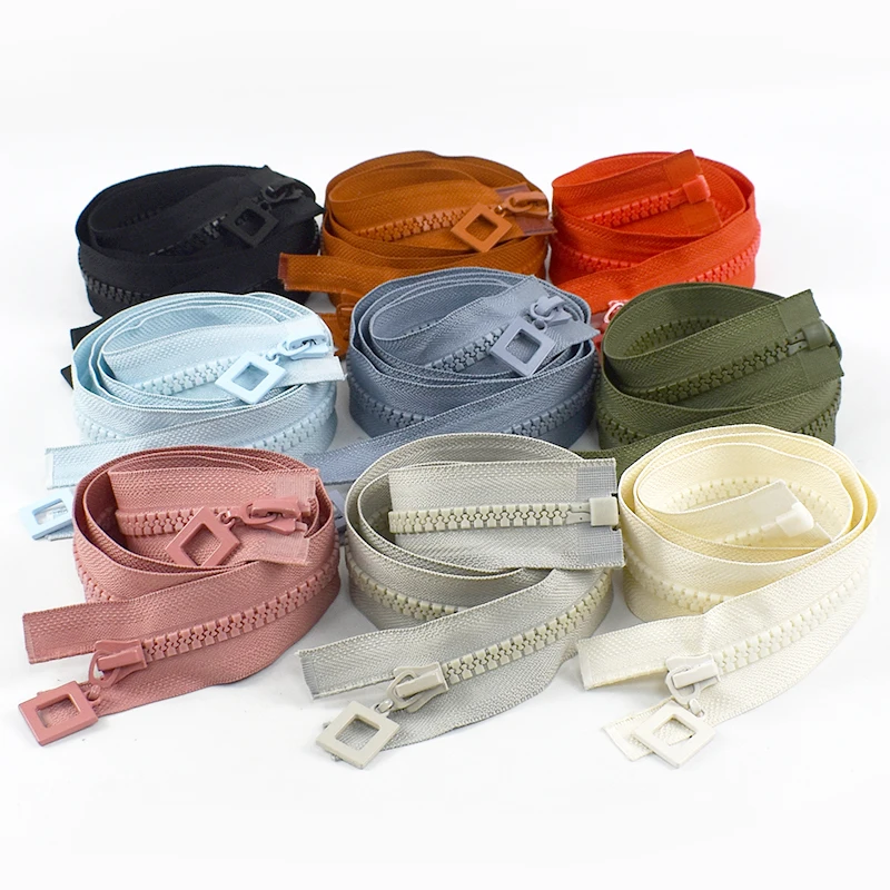 

2Pcs 8# Single/Double Slider Zipper Open End Resin Zip Long Zippers Repair Kit Colorful Clothing Decor Zips Sewing Accessories