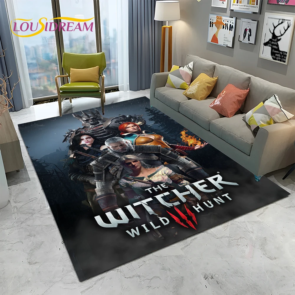 3D W-Witcher Games Gamer TV Cartoon Carpet Rug for Home Living Room Bedroom Sofa Doormat Decor,kids Area Rug Non-slip Floor Mat