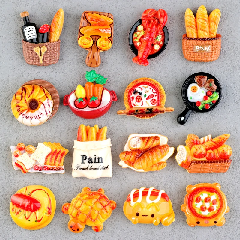 Fashion Design Diy Resin Simulation Method Stick Bread Pizza Lobster Egg Tart Pendant Fun Mini Food Play Miniature Dollhouse Dec