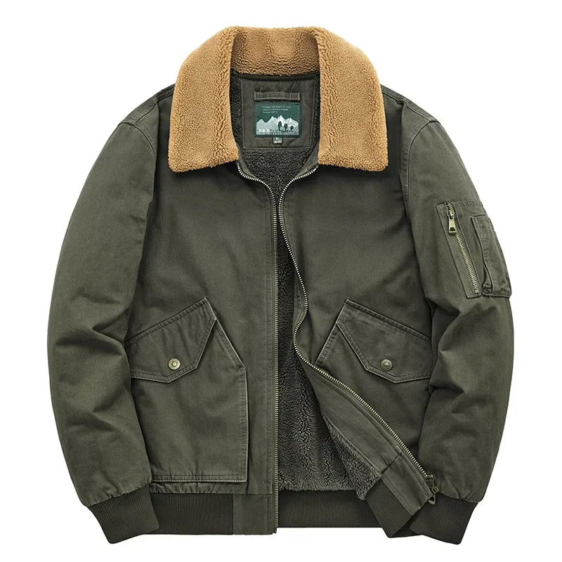 New Men's Male Clothes Coats Tops Fashion Turn-down Collar Long Sleeve Casual Trendy Simple Basic Loose Zipper Quilted Jackets