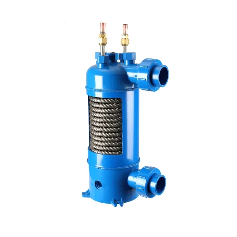 

MHTA-1.5 Screw Titanium Tube Pvc Shell Heat Exchanger for Swimming Pool Heat Pump, Aquarium Chiller Evaporator Refrigeration