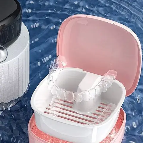 

1PCS Dental Braces And Retainers,Invisible Storage Portable Denture Storage Box Soaking Tooth,Small And Portable Box For Storing