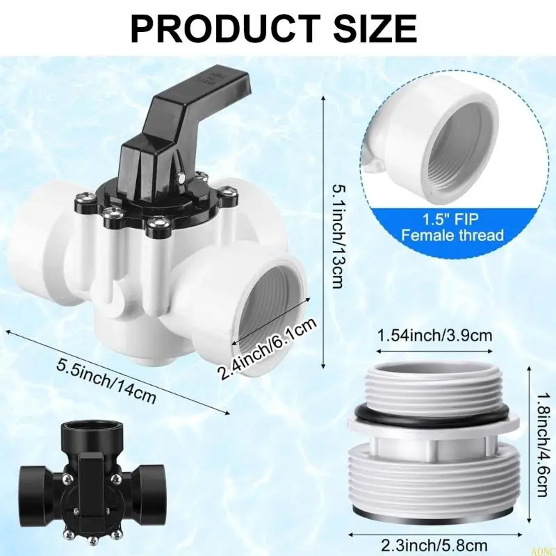 Conjunto adaptador manguera filtro piscina A0NC Válvulas válvulas 3 vías Anillos sello y abrazaderas
