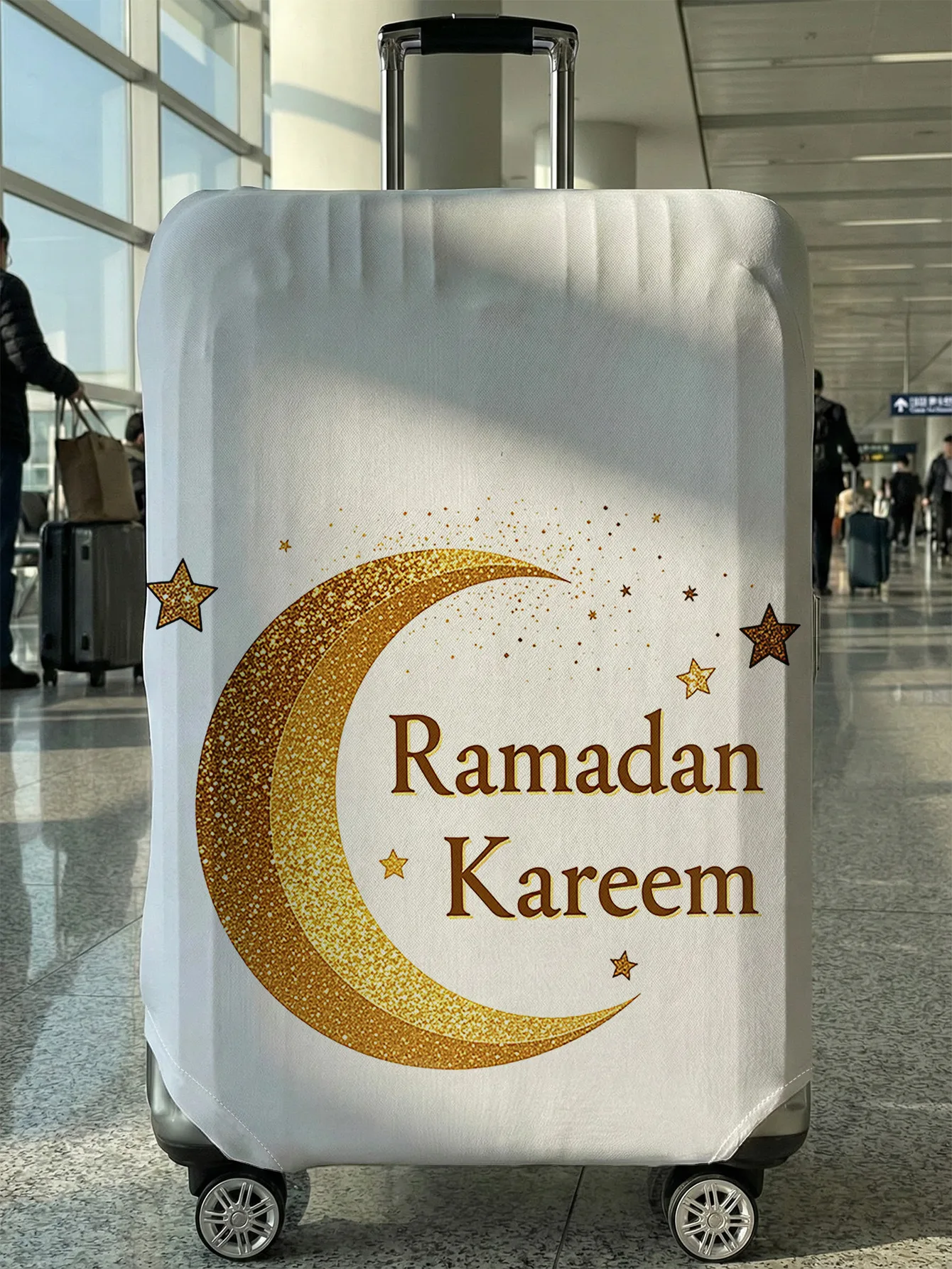 

Ramadan Kareem Glitter Moon Star Luggage Cover, Suitable for 18-32 Inch Luggage Cover, Luggage Handle Glove, Travel Accessories