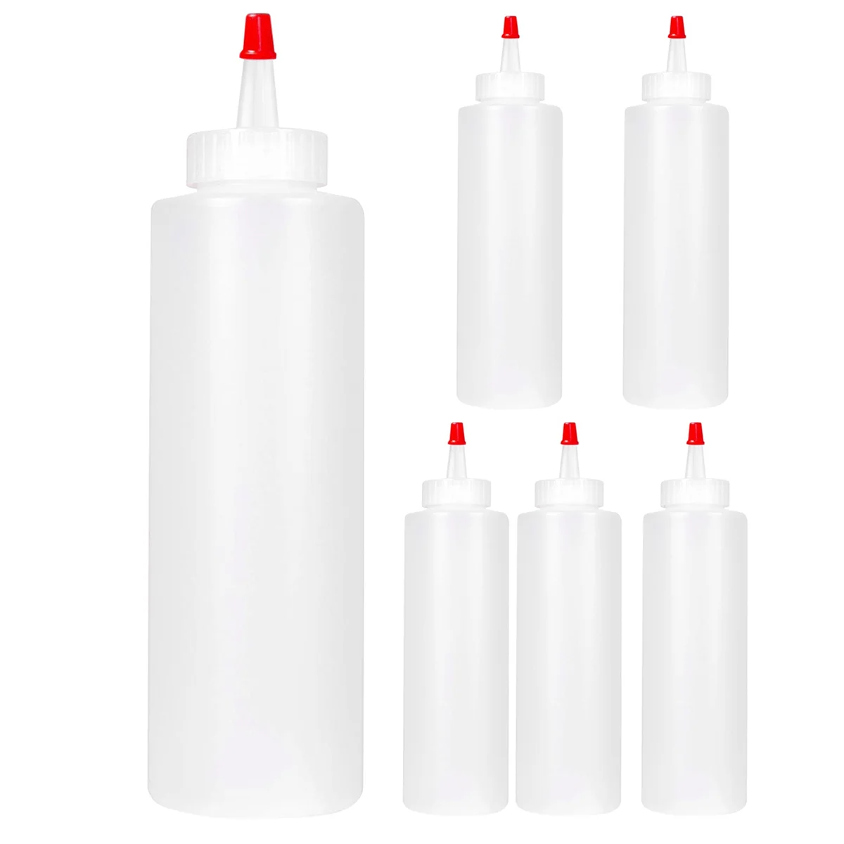 6PC Squeeze Squirt Condiment Bottles for Sauces - 16 Ounce - Perfect Containers for Ketchup, BBQ, Sauces, Syrup