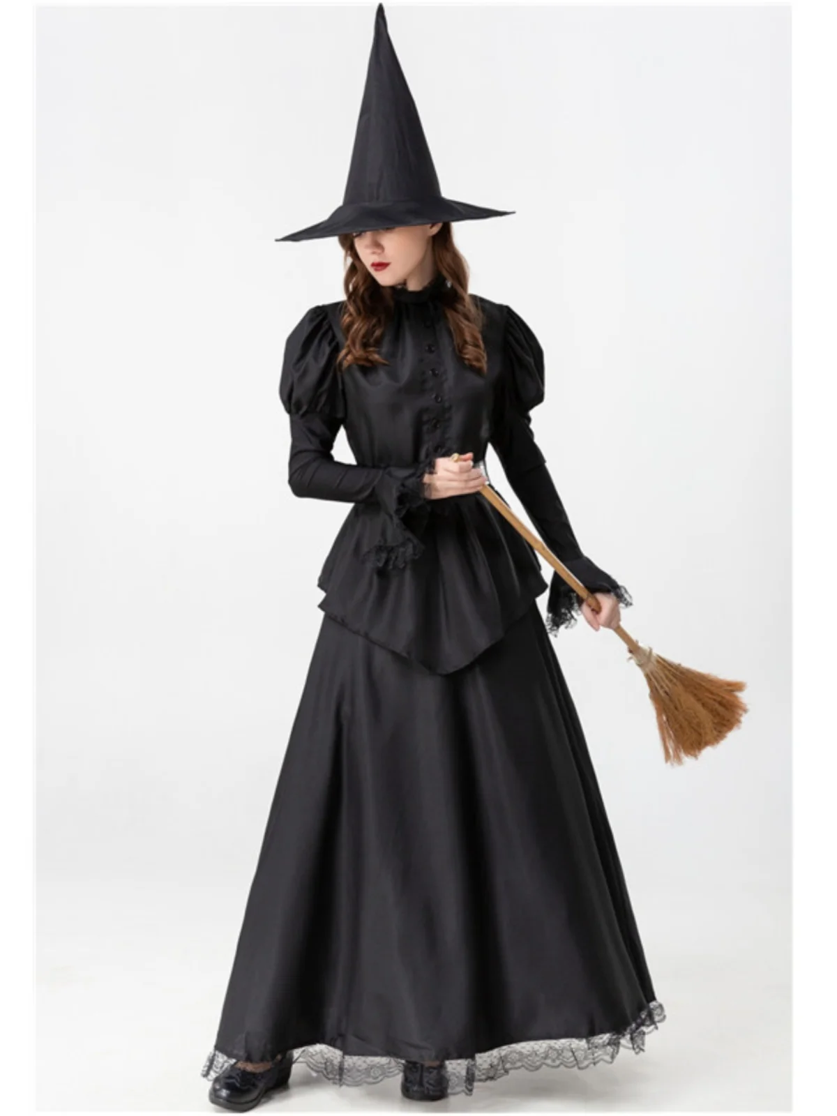 Halloween Cosplay Bla Heksenkostuum Stage Performance Heksenhoed Fem Polyester Traditioneel Chinees Operakostuum