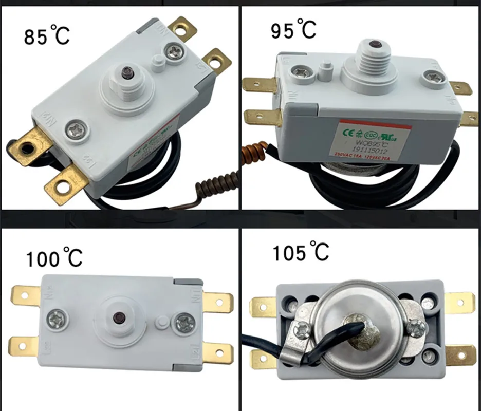 WQS93-123 Electric Water Heater Kettle Thermostat Reposition Switch AC 250V 20A 4 Pin Terminals 85C 95C 100C 105C