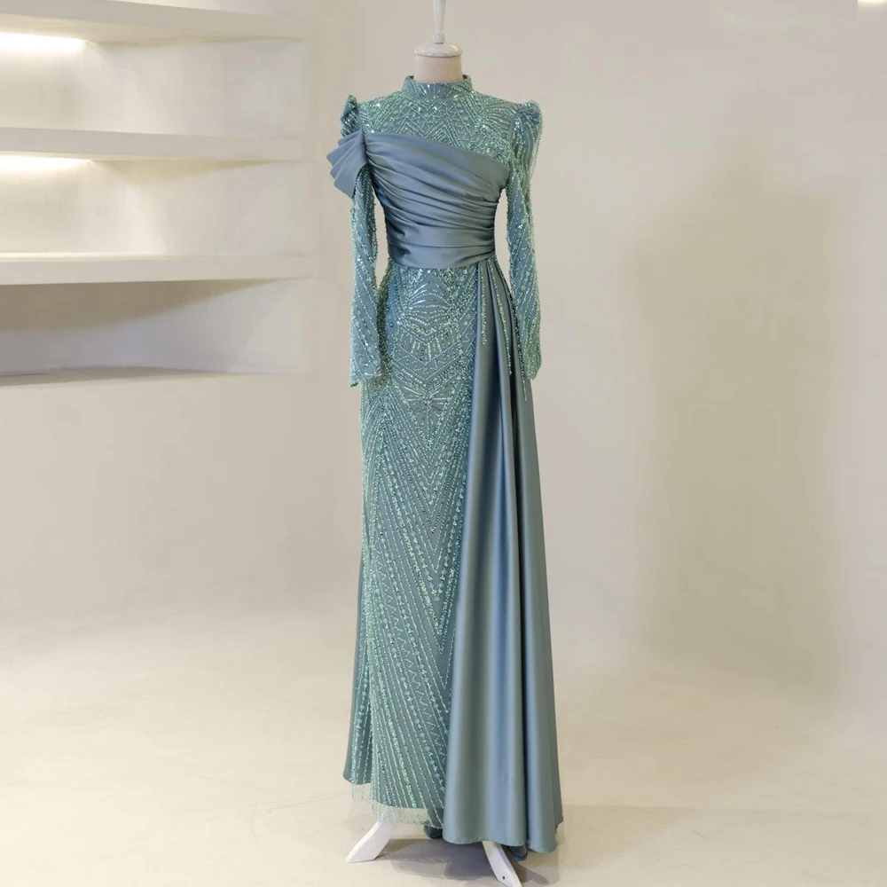 

Ciynsia Customized Luxury Evening Dresses for Women Sequined Lace Beaded Full Sleeves Evening Gowns Mermaid Wedding Guest Dress