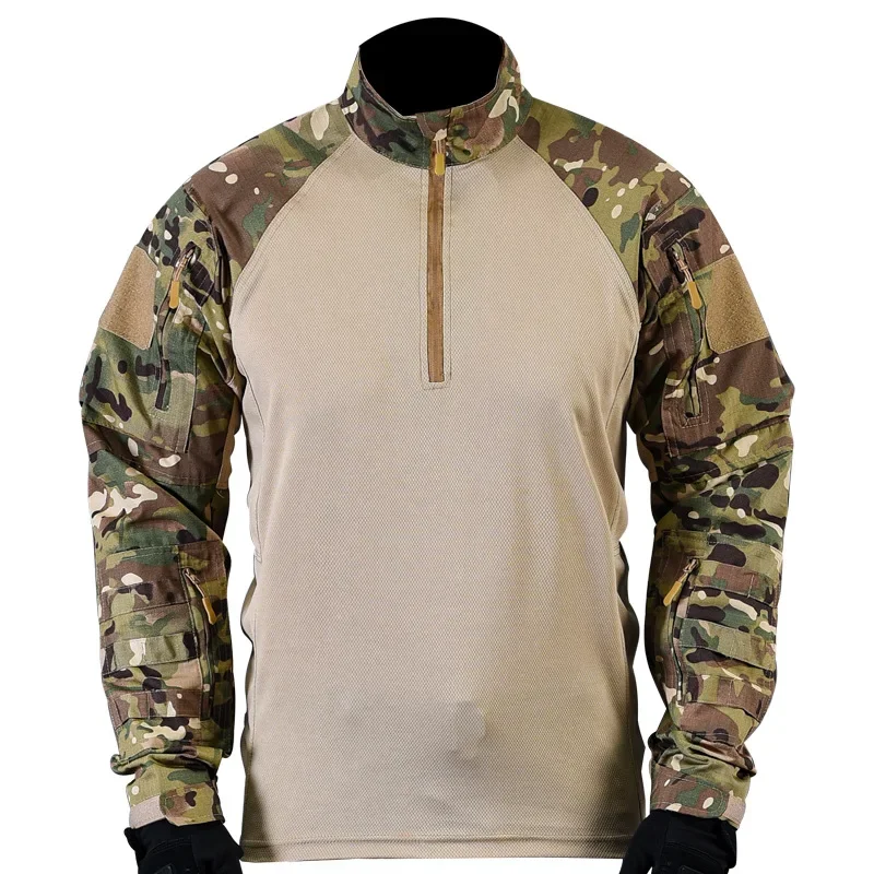 Pullover casual Top Camicia da combattimento Camicie tattiche 1/4 Zip Paintball Caccia da campeggio Abbigliamento da lavoro Abbigliamento da uomo Resistente all'usura