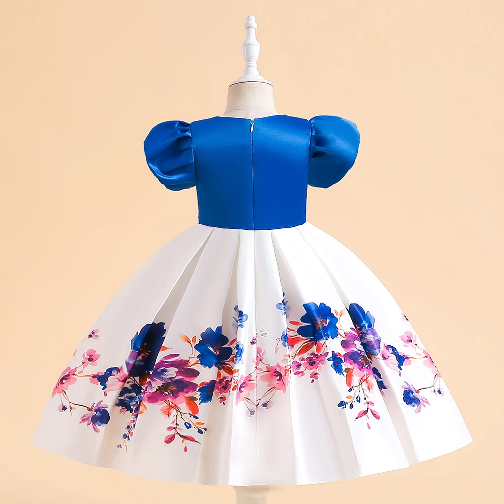 2023 Floral Summer Dress For Girls Children Casual Clothes Bow Girl Princess Party Dresses Kids Birthday Wedding Vestidos