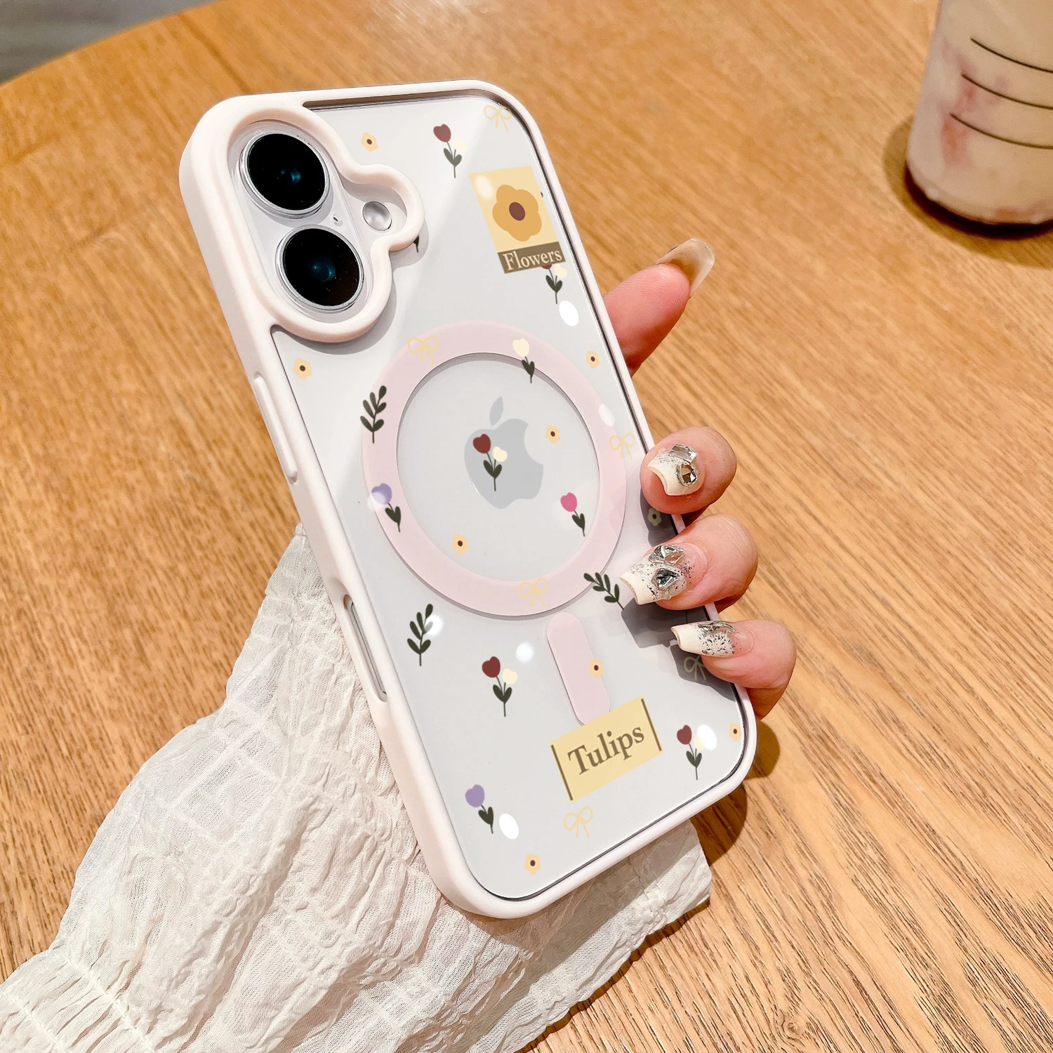 Einfache Tulpenblumen-Schutzhülle für iPhone 17 14 12 Pro Max 13 16 15 Plus 11 Hüllen für MagSafe kabelloses Laden stoßfeste Hülle – Detail 4