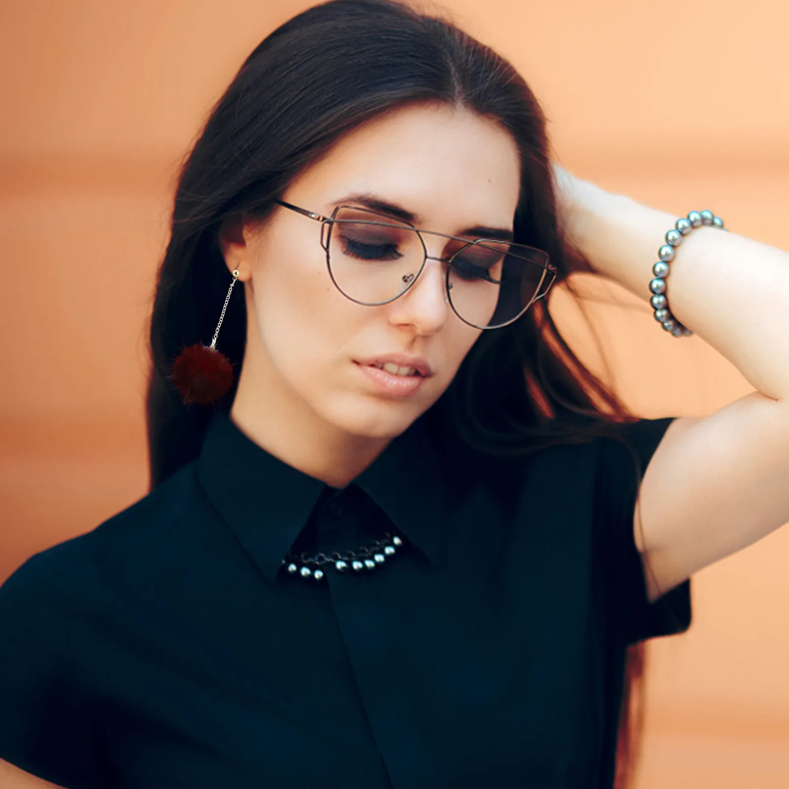 1Pair Cat Ear Pom Pom Ear Pendant Women Fashion Earrings Lightweight Unique Design Trendy Daily Outfit Accessory Gift for Her